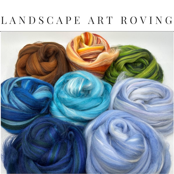 Landscape Art Roving for Needle Felting, Wet Felting, Spinning, and Fiber Arts One Ounce