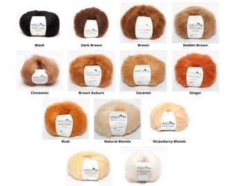 DollyMo Woolly Mohair 50 Grams Brushable Yarn for Doll Wig Making, Waldorf Dolls