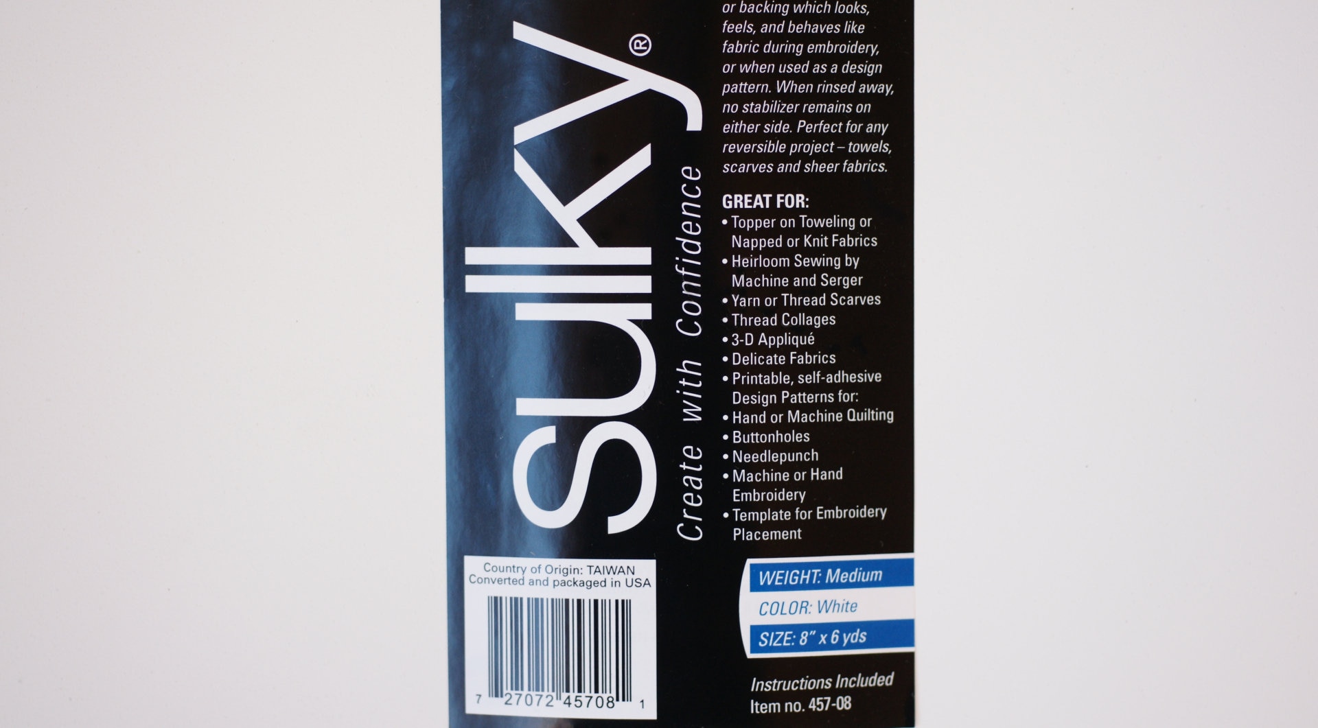 Sulky Sticky FabriSolvy, 8 inch roll x 6 yards, Printable, Water