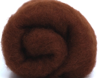 Chestnut New Zealand Carded Wool Batt One Ounce for Wet and Dry Felting, short fiber