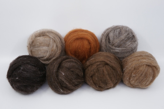 Woodland Creatures Carded Corriedale Collection, 7 Colors,  6.17  Ounces for Needle Felting