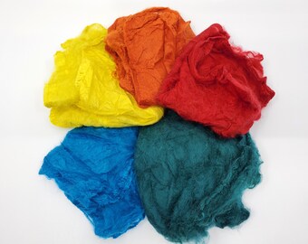 Magic Markers Mawata Silk Hankies Collection 25 Grams for Felting, Spinning, Paper Making, Silk Fusion, and More!