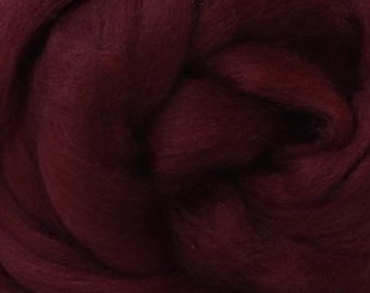 Two Ounces Extra Fine Merino Wool Roving, Color Burgundy