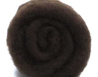 Dark Bison New Zealand Carded Wool Batt One Ounce for Wet and Dry Felting, short fiber