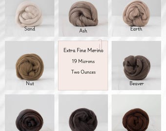 Extra Fine Merino Two Ounces 19 Micron Shades of Brown for Felting, Spinning and Fiber Arts