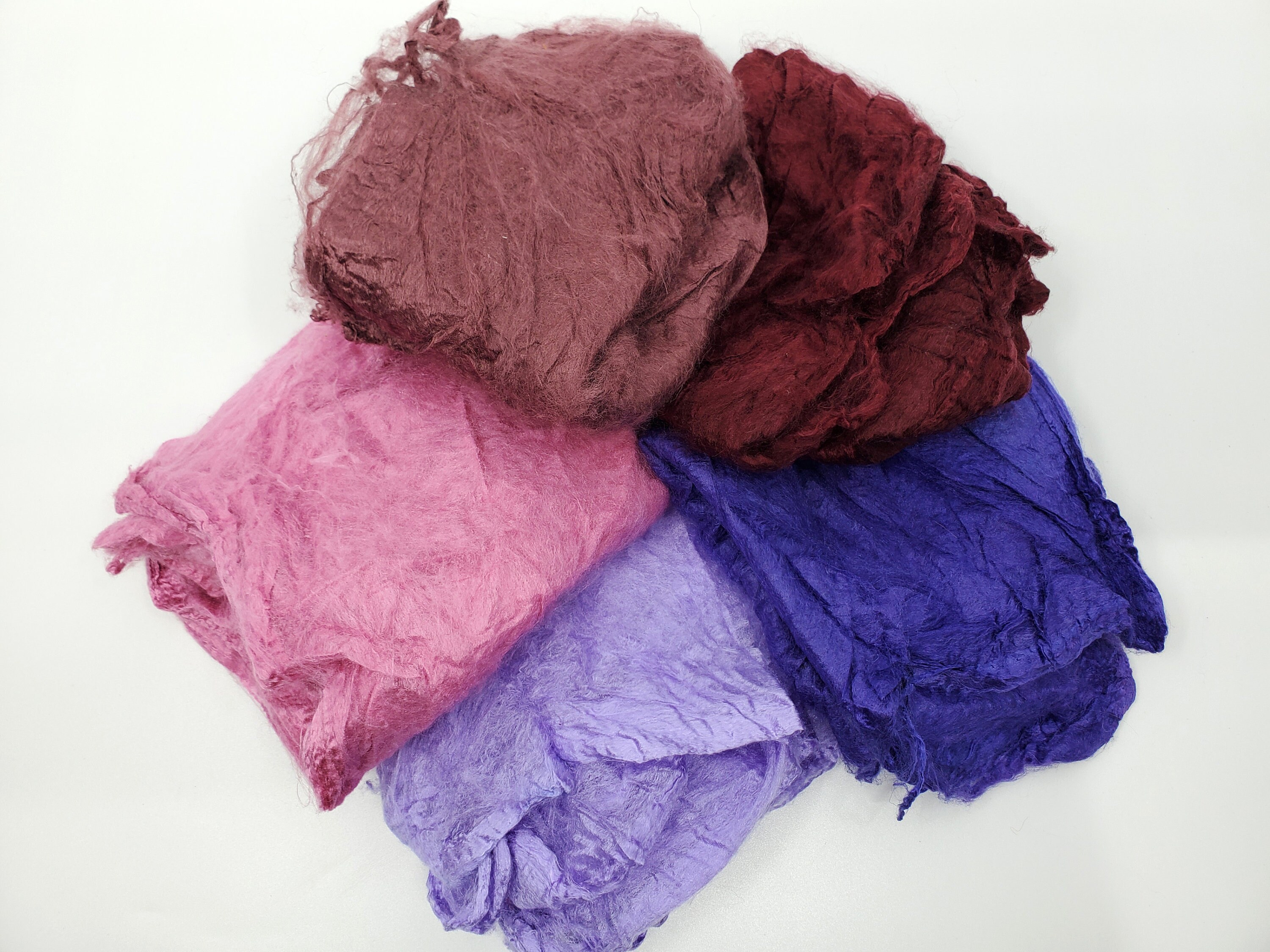 Hollyhocks Mawata Silk Hankies Collection 25 Grams for Felting