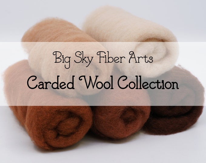 Featured listing image: Carded New Zealand Wool Collection - Sienna Collection - for Wet and Dry Felting, short fiber