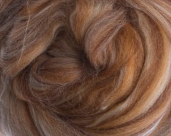 Two Ounces Extra Fine Merino Wool Roving Sugar Candy, Color Mayan Chocolate