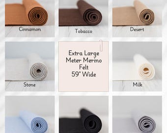 Extra Large Meter Merino Wool Felt 59 inches wide 2 mm thick for Needle Felting, Crafts, and Fiber Arts