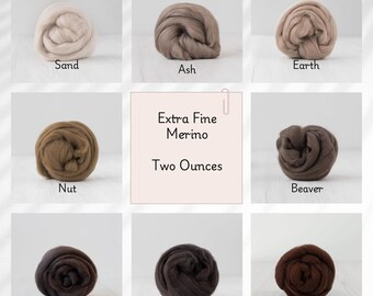 Extra Fine Merino Two Ounces Shades of Brown for Felting, Spinning and Fiber Arts