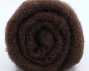 Cocoa New Zealand Carded Wool Batt One Ounce for Wet and Dry Felting, short fiber