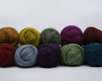 Galaxy Melange Carded Corriedale Collection, 10 Colors,  8.81 Ounces for Needle and Wet Felting