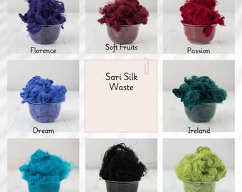 Sari Silk Waste Half Ounce for Felting, Spinning, Art Batts, and Fiber Arts Projects