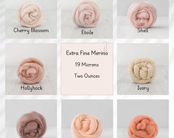 Extra Fine Merino Two Ounces 19 Micron  for Needle and Wet Felting, Spinning and Fiber Arts