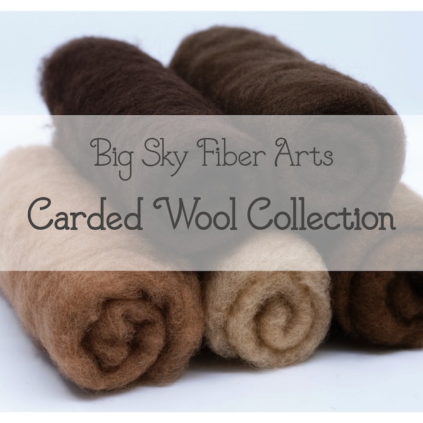 Carded New Zealand Wool Collection Medium to Dark Skin Tones for Wet and Dry Felting, short fiber