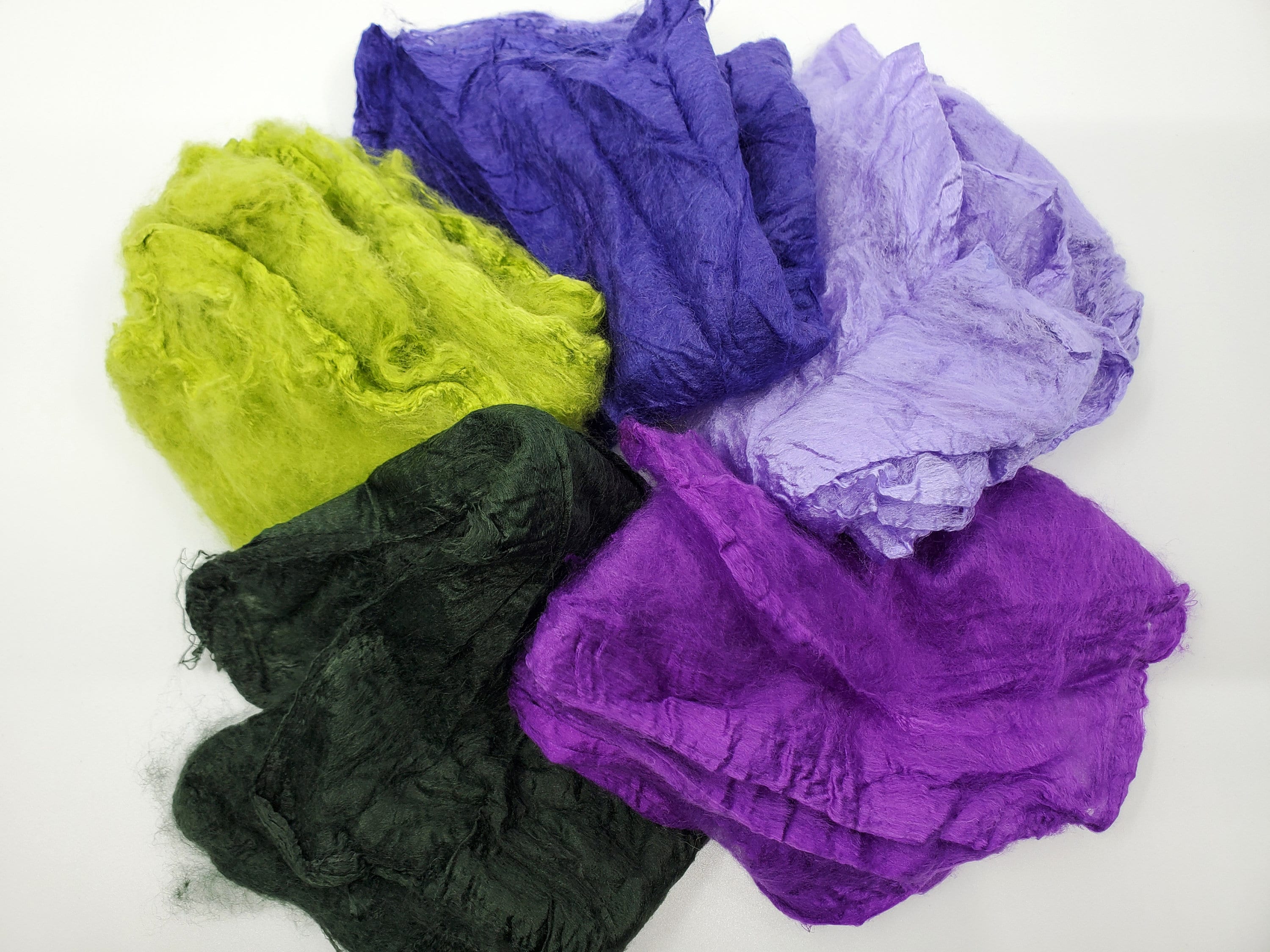 Iris Mawata Silk Hankies Collection 25 Grams for Felting, Spinning