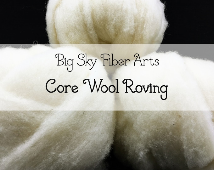1 Lb. Core Wool Batting for Needle Felting, Undyed Natural White, Wool