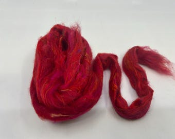 Rosette Sari Silk Roving – Recycled Hand Dyed Fiber for Needle Felting, Spinning, and Fiber Arts