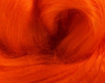 Tussah Silk Top One Ounce Color Orange For Felting or Spinning