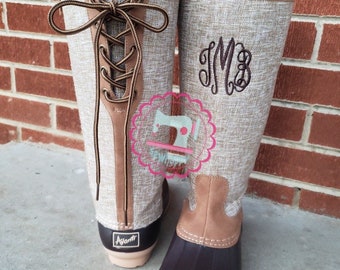 monogrammed boots wide calf