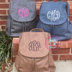 Carrie Monogrammed Backpack style purse, monogrammed handbag, vegan leather purse, personalized backpack purse