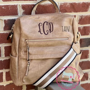 Guitar Strap Backpack style purse, personalized backpack purse, monogrammed handbag, vegan leather, backpack purse image 3