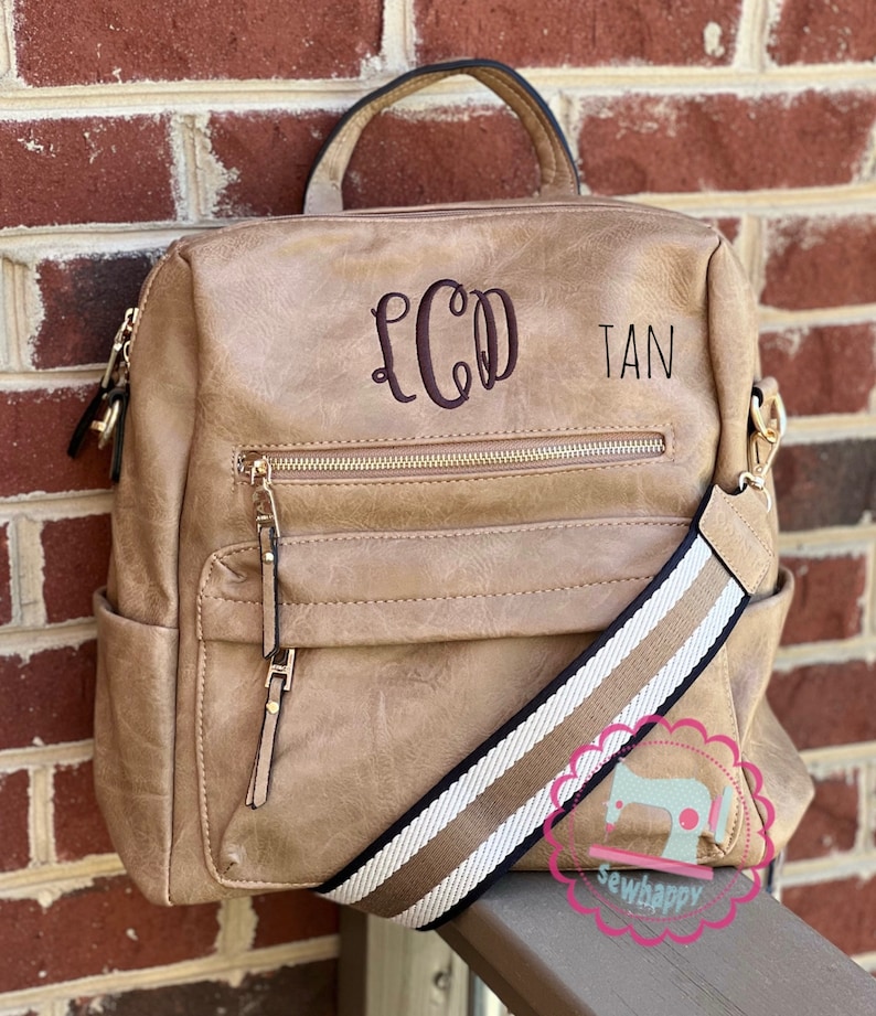 Guitar Strap Backpack style purse, personalized backpack purse, monogrammed handbag, vegan leather, backpack purse image 3