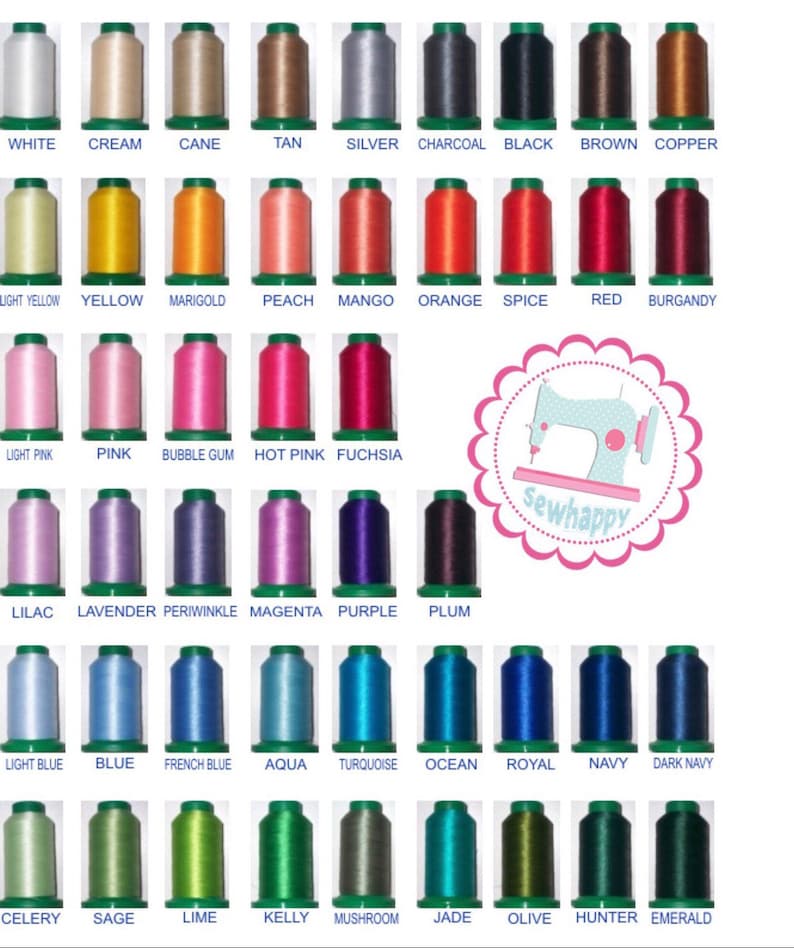 Puede incluir: Una colecci&oacute;n de carretes de hilo de bordar de colores en varios tonos, incluyendo blanco, crema, beige, plata, negro, marr&oacute;n y cobre. La imagen tambi&eacute;n presenta tonos de amarillo, naranja, rojo, rosa, morado, azul y verde. El logotipo de Sewhappy es visible.