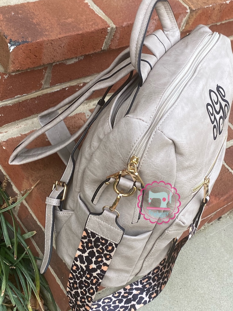 Guitar Strap Backpack style purse, personalized backpack purse, monogrammed handbag, vegan leather, backpack purse image 5