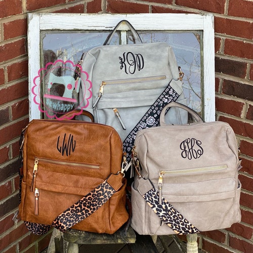 Monogrammed Guitar Strap Backpack Monogram Backpack Purse Etsy