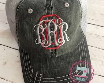 Ohio state monogram trucker style ballcap, Buckeye ballcap, ohio state pride, ohio state football