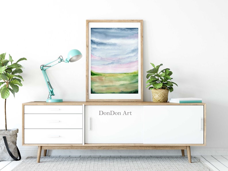 Landscape art print Modern wall decor Abstract landscape Minimalist watercolor art Sky print Abstract watercolor