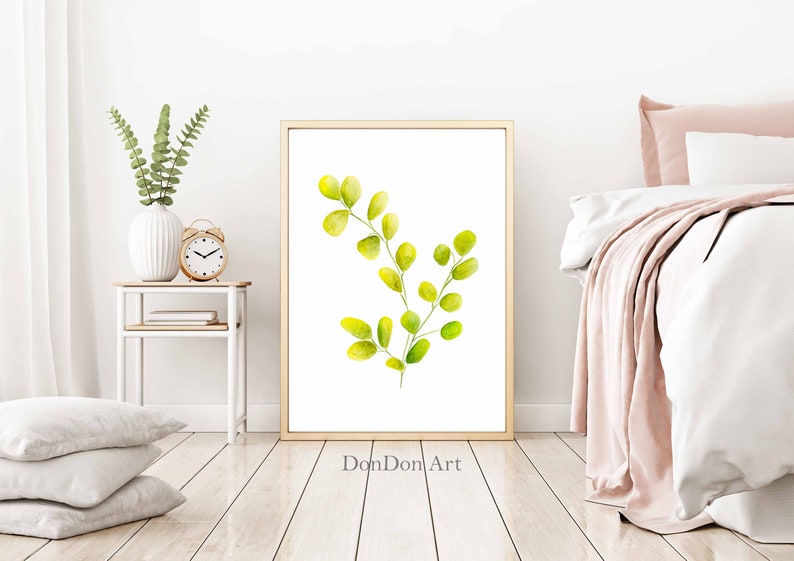 Plants Print Green leaves Botanical art Wall decor Fine | Etsy