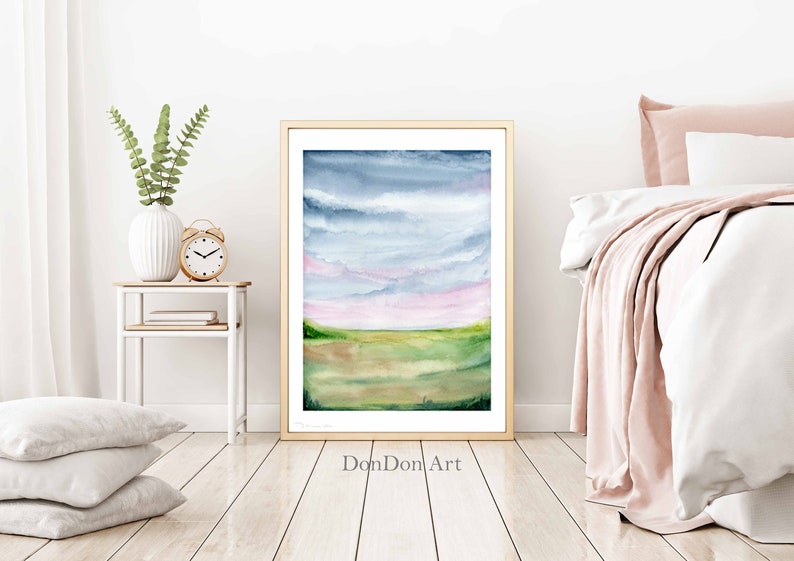 Landscape art print Modern wall decor Abstract landscape Minimalist watercolor art Sky print Abstract watercolor