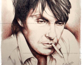 Faber / Portrait / Fabrizio De Andrè / Print on canvas / Portraits of the best musicians / SottoSopraArtWorks