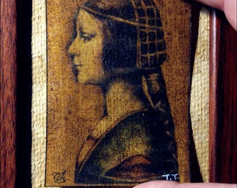 ACEO/Bianca Sforza/Miniature portrait/Craquelure/ACEOprintcard/Renaissance/Gemälde / Renaissance / Historical figures / SottoSopraArtWorks