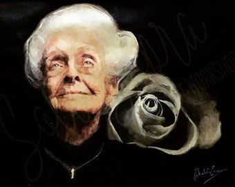 Rita Levi Montalcini / Portrait / Great women / Portrait / Watercolor and ink/Fine Art Print/ArtWorkSottoSopra /Giclée /limited edition