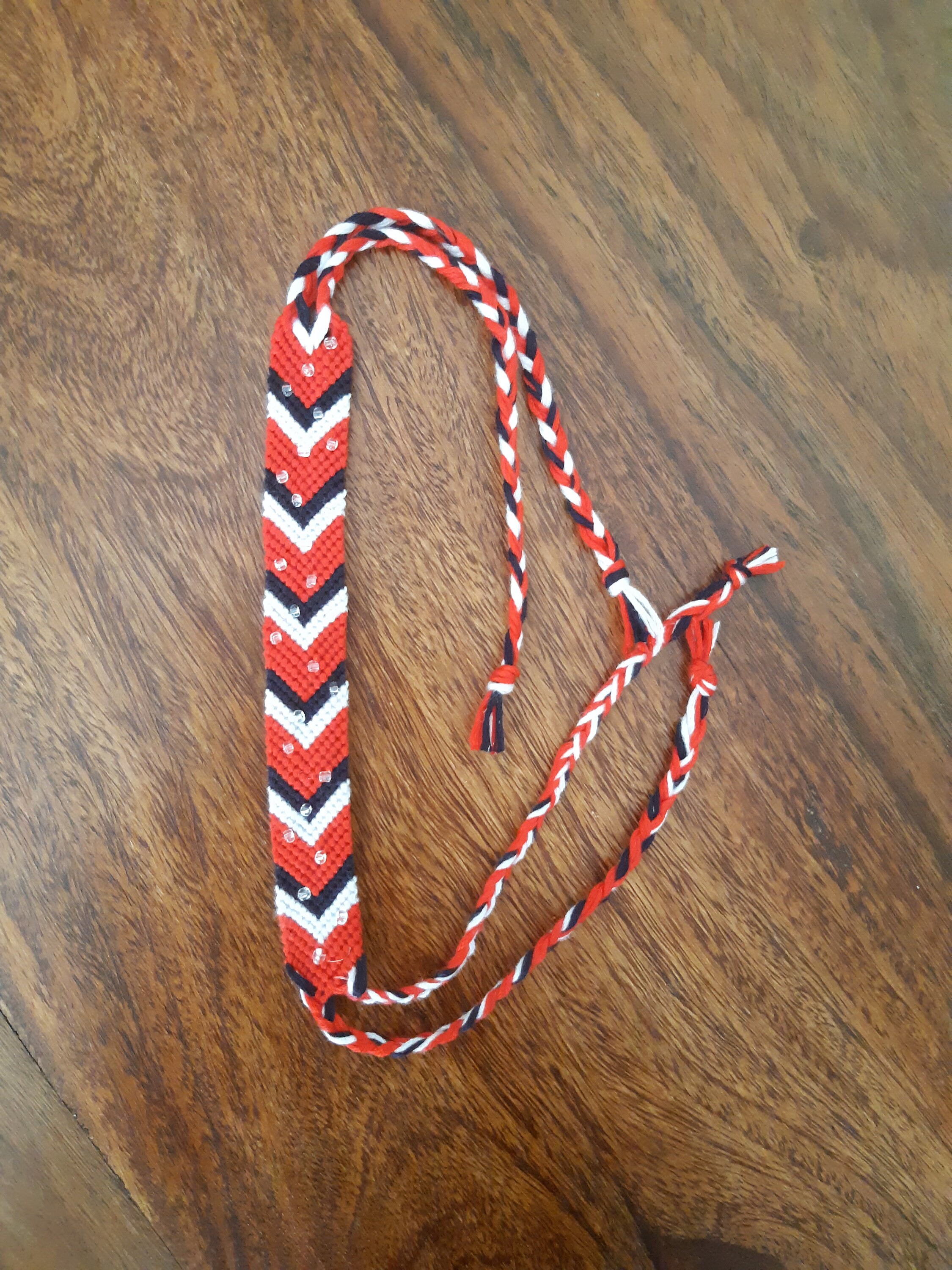 Friendship bracelet with beads in chevron pattern. Casual and Etsy