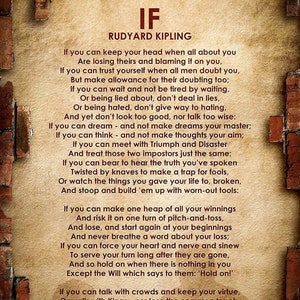 If Poem by Rudyard Kipling - Framed Poster Picture Print Motivational Wall Art