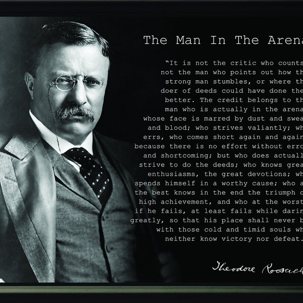Cita de "El hombre en la Arena" de Theodore Teddy Roosevelt 8 x 10 con marco imagen