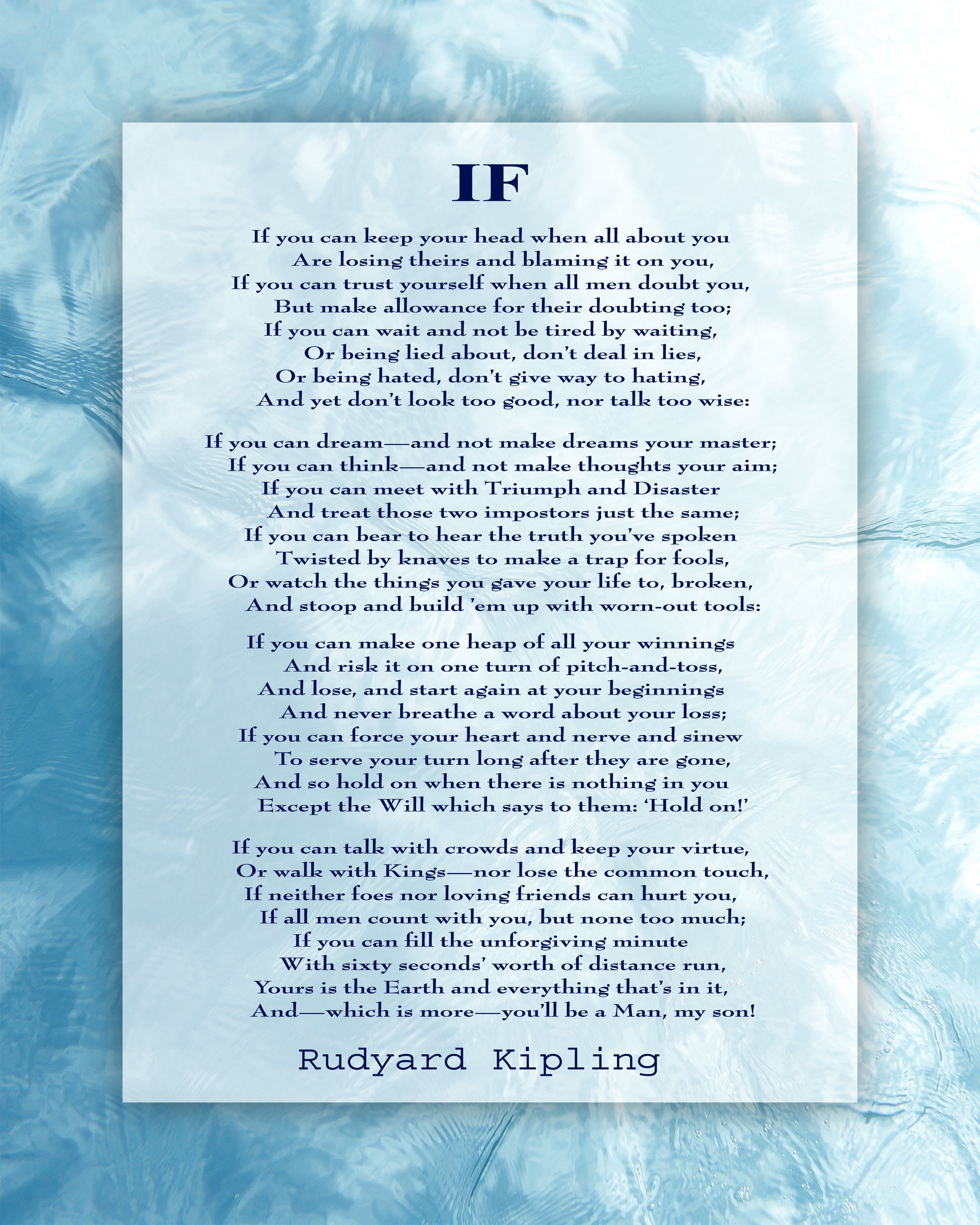 Rudyard Kipling Poem If Motivational Poster Print | Etsy