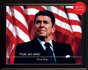 Ronald Reagan Photo, Picture, Poster or Framed Quote "Trust, but verify" US President - High Quality Print, Ready to Hang or Frame