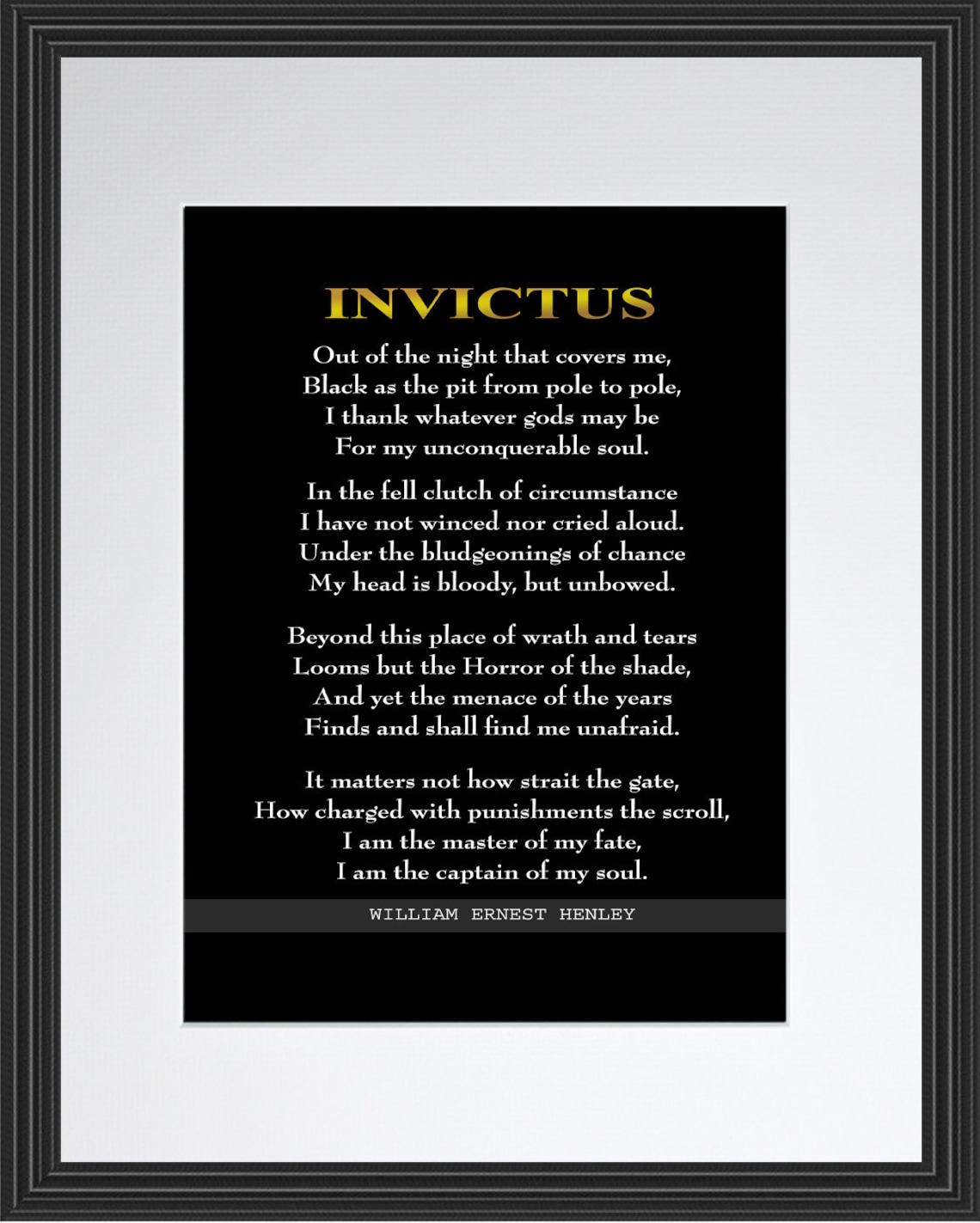 Poema de Invictus de William Ernest Henley / Cartel - Etsy España