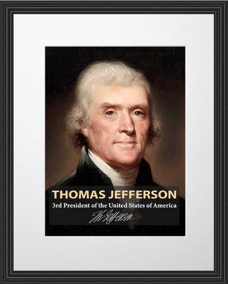 Third President Thomas Jefferson 3rd President Poster Picture or Framed Wall Art - Etsy
