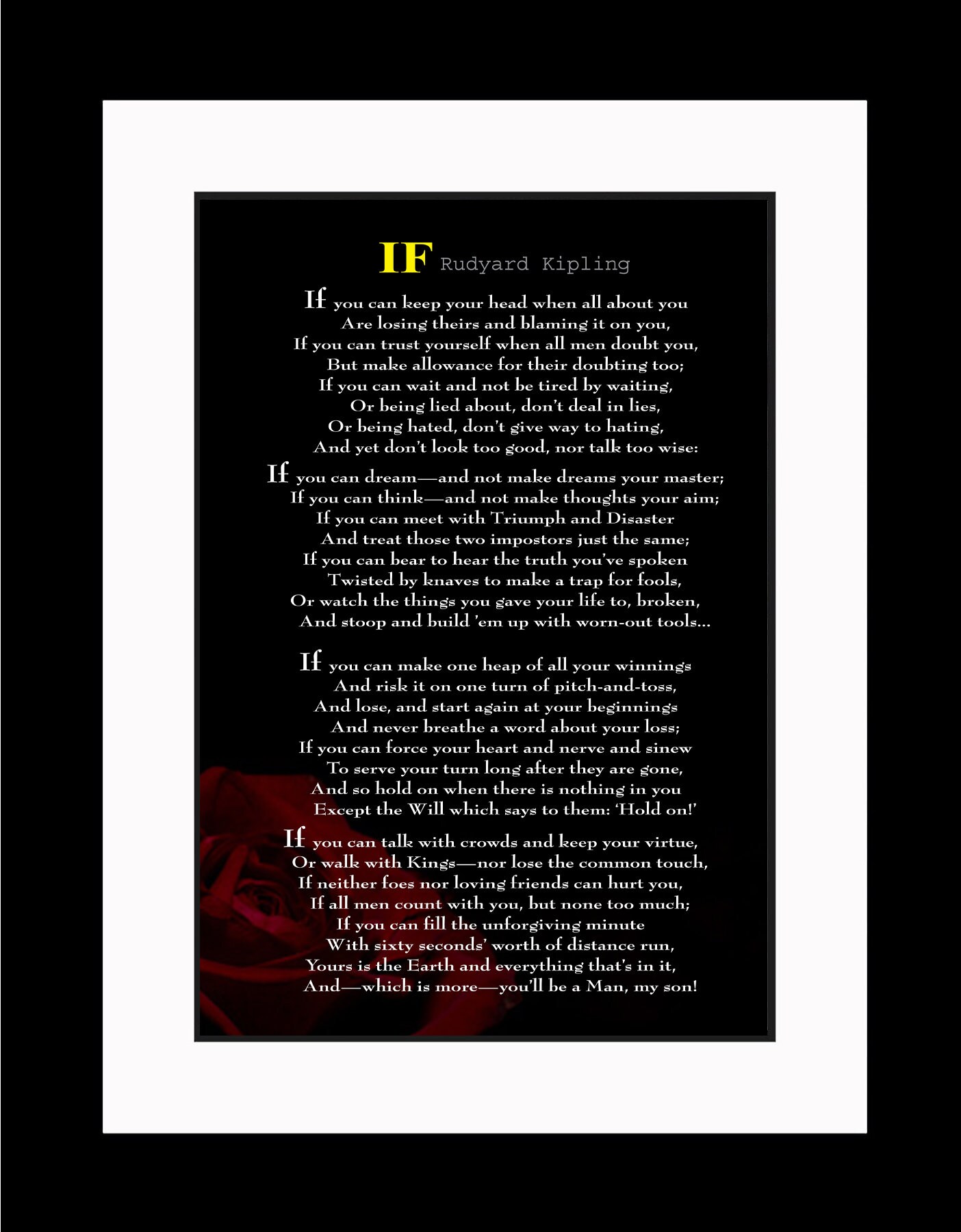 Rudyard Kipling Poem if Motivational Poster Print - Etsy