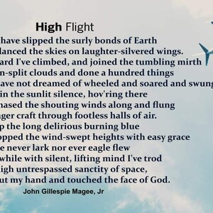 High Flight Poem by John Gillespie Magee Jr Poster, Print, Picture, or ...
