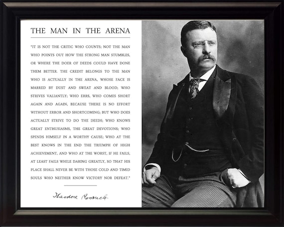 Cita de El hombre en la Arena de Theodore Teddy Roosevelt 8 - Etsy México