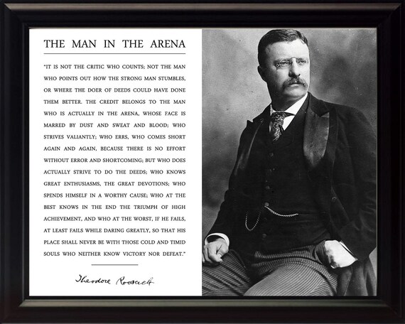 Cita de El hombre en la Arena de Theodore Teddy Roosevelt 8 - Etsy México