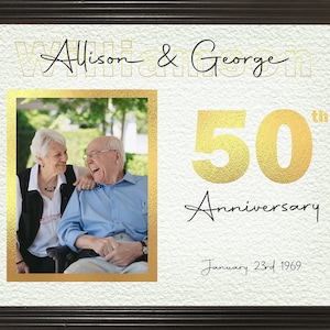 50. Jahrestagsgeschenke, 50. Hochzeit Jahrestagsgeschenke für Eltern, goldenes Jubiläum, personalisierte 11 x 14 gerahmt Druck