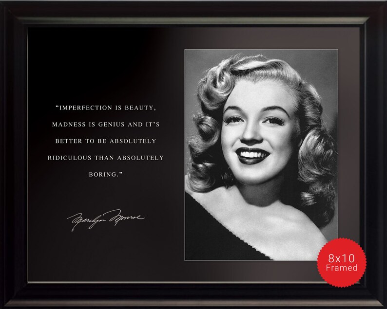 Marilyn Monroe Foto Bild Poster Oder Framed Zitat Unvollkommenheit Ist Schönheit Hohe Druckqualität Portrait Inspirierende Berühmte Zitate